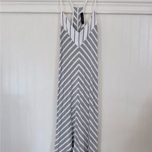 Gray and White Striped Dress